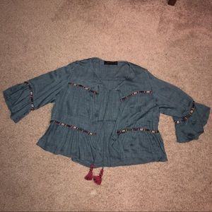 Women’s zara woman blouse hippy top denim  M
